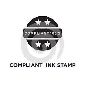 Compliant green ink stamp icon. Simple element illustration. Com
