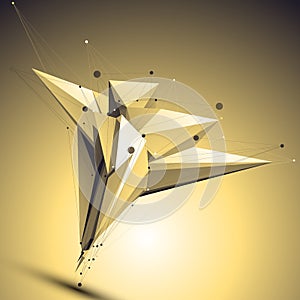 Complicated abstract gold 3D illustration, vector