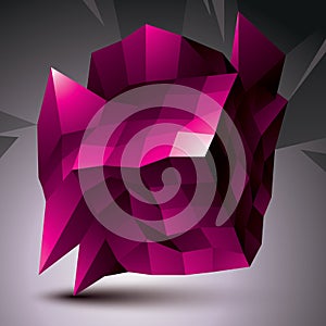 Complicated abstract purple 3D shape, vector digital object. Technology theme.