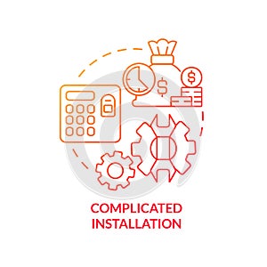 Complicated installation red gradient concept icon