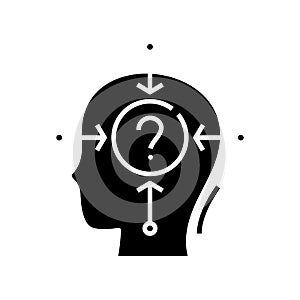 Complicated question black icon, concept illustration, vector flat symbol, glyph sign.