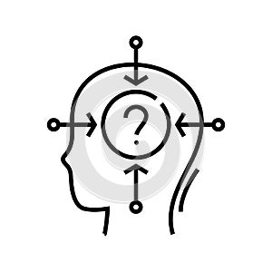 Complicated question line icon, concept sign, outline vector illustration, linear symbol.