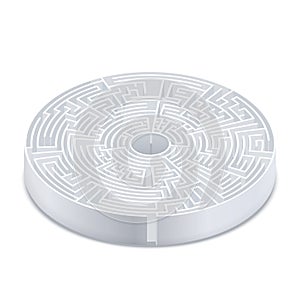 Complicated round labyrinth in isometric view on white