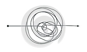 Complicated thinking process line icon design