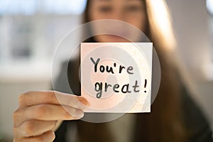 Compliment And Praise Message Sign photo