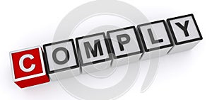 Comply word block photo
