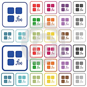 Component functions outlined flat color icons