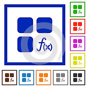 Component functions flat framed icons