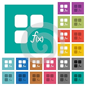 Component functions square flat multi colored icons