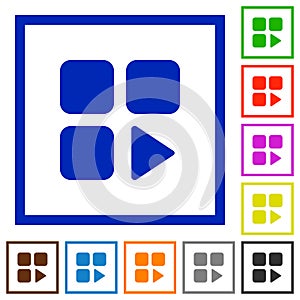 Component play flat framed icons