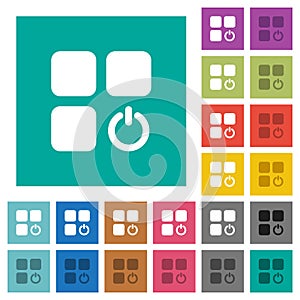 Component switch off square flat multi colored icons