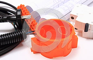 Components for electrical installations and rolls of diagrams