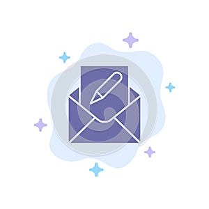 Compose, Edit, Email, Envelope, Mail Blue Icon on Abstract Cloud Background