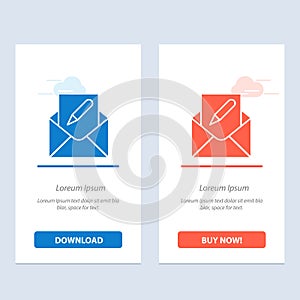 Compose, Edit, Email, Envelope, Mail  Blue and Red Download and Buy Now web Widget Card Template