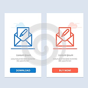 Compose, Edit, Email, Envelope, Mail  Blue and Red Download and Buy Now web Widget Card Template