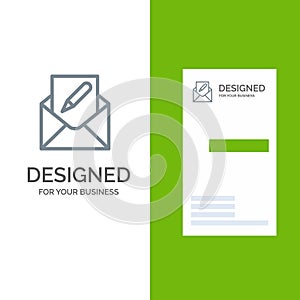 Compose, Edit, Email, Envelope, Mail Grey Logo Design and Business Card Template