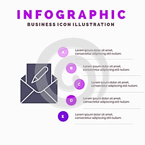 Compose, Edit, Email, Envelope, Mail Solid Icon Infographics 5 Steps Presentation Background