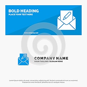 Compose, Edit, Email, Envelope, Mail SOlid Icon Website Banner and Business Logo Template