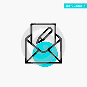 Compose, Edit, Email, Envelope, Mail turquoise highlight circle point Vector icon