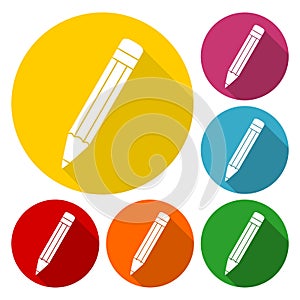 Compose icon, pencil set with long shadow