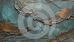 Timeless Bronze Patina: Verdigris Slate Melody. AI generate photo