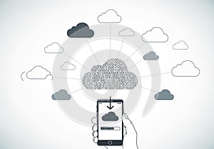 Composed of binary code (0s and 1s), representing cloud data