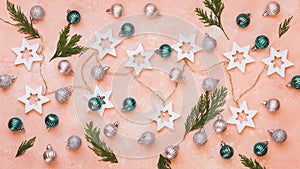 Composed festive Christmas ornaments for Christmas tree