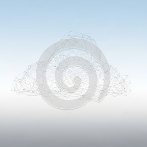 Composed of interconnected lines and nodes is set against a gradient background