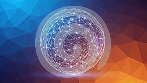 Composed of interconnected white lines and nodes on a gradient