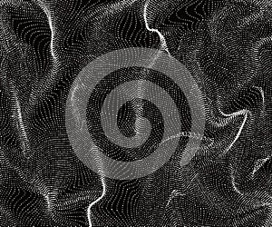 Composed of particles swirling abstract graphics.