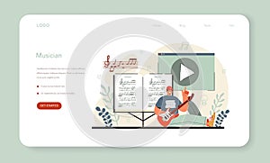 Composer web banner or landing page. Author making and playing