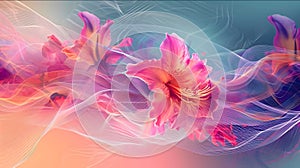 Composicion artistica con una fusion de elementos musicales y florales Estilo abstracto con lineas fluidas y colores suaves photo
