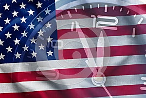 Composite of the American flag with a clock dial
