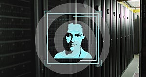 Composite of biometric photo and data processing over computer servers