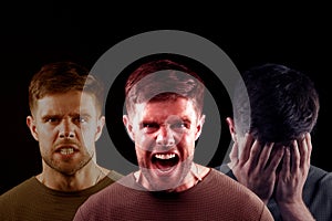 Composite Concept Image Showing Young Man With Anger Management Issues