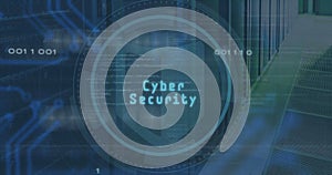 Composite of cyber security text and data processing over computer servers