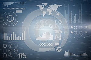 Composite 3d image of connection dots on blue background