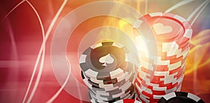 Composite 3d image of image of gambling chips