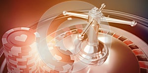 Composite 3d image of image of gambling chips