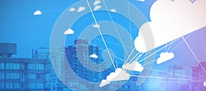 Composite image of abstract image of cloud computing symbol