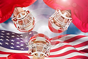 Composite image of american football huddle