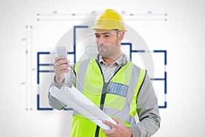 Composite image of architect on the phone