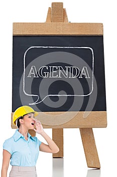 Composite image of architect yelling