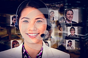 Composite image of attractive female engineer smiling at the camera