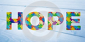 Composite image of autism message of hope