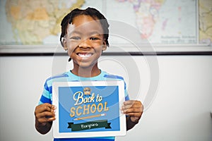 Composite image of back to school message on chalkboard