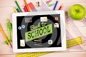 Composite image of back to school message with icons