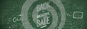 Composite image of back to school sale message