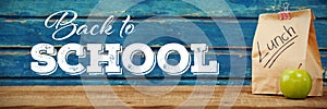 Composite image of back to school text over white background