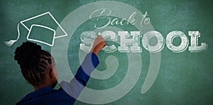 Composite image of back to school text over white background